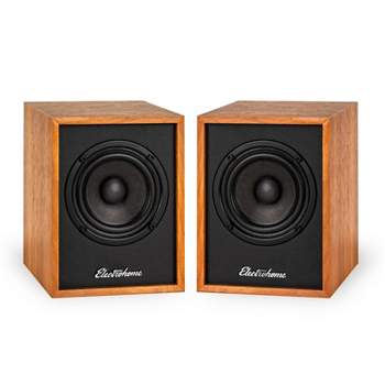 Electrohome Huntley Powered Bookshelf Speakers with Built-in Amplifier, 3" Drivers, Bluetooth 5, RCA/Aux - Teak