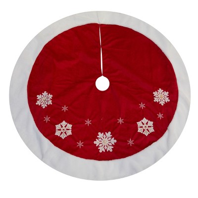 Season's Designs 48In Christmas Red White Snowflake Tree Skirt