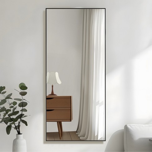 Dovelina Modern Rectangular Aluminium Fine Edge Black Hanging Mirror ...