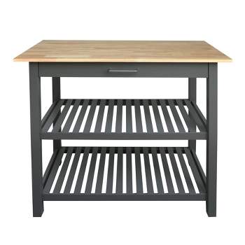 Kitchen Island with Two Shelves Natural/Gray - Flora Home