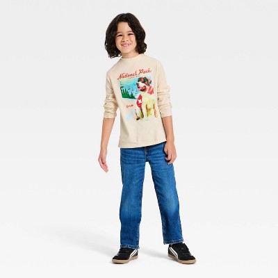 Детские Cat & Jack Boys' Long Sleeve 'National Park' Dog Graphic T-Shirt - Cat & Jack™ Cream M — фото 4