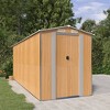 vidaXL Outdoor Garden Shed - Storage for Tools and Equipment - Galvanized Steel - Light Brown - Double Sliding Doors - 75.6"x205.9"x87.8" - 2 of 4