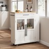 Kitchen Island with Storage, Retro Island Table with Glass Door Cabinet and Drawer, Coffee Bar Station with Spice Rack, White and Natural - 2 of 4