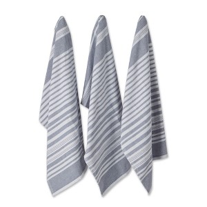 Design Imports French Blue French Terry Variegated Stripe Dishtowel Set/3 - 1 of 4