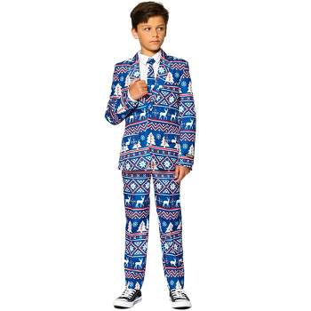 Suitmeister Boys Christmas Suit - Christmas Blue Nordic - Blue
