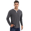 Mens Long Sleeve Henley Shirts Casual Tee Shirts Crew Neck Regular Fit Button Pullover T-Shirts - 2 of 4