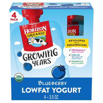 Horizon Organic Growing Years Low Fat Blueberry Kids' Yogurt with DHA Omega-3 and Choline - 4ct/3.5oz Pouches