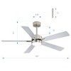 Airsurfer 52" Ceiling Fan with LED Light and Remote,5-Blade Modern Ceiling Fan with 3-Color Light and Memory Function for Living Room or Bedroom - 3 of 4