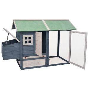 vidaXL Chicken Coop Brown and Green Solid Pine/Fir Wood - Gray - 1 of 4