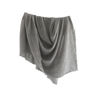 Slickblue Linen Throw Blanket with Frayed Edges, Stone Washed 84 x 60 Inch Cover in Blush, Ash Rose or Oyster