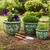 Home Decor Planter Pots - Ceramic Floral Planters for Indoor or Outdoor Succulents, Herbs, or Ferns - Set of 3 - 9", 8", 7" Green & White - 2 of 4