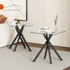 Dolonm 17.72" Square Clear Tempered Glass End Table,Stylish Design with Golden Metal Legs, Side Table for Living Room, 2 pcs - 2 of 4