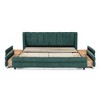 Queen Size Upholstered Bed Frame Grounded Platform Bed with Drawers, Chenille - ModernLuxe - 4 of 4