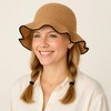 Anna-Kaci Women's Woven Floppy Bucket Hat with Scalloped Brim Edge Detail - 2 of 4