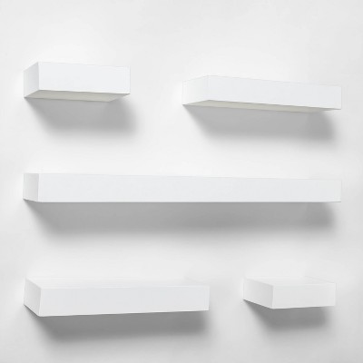 Contemporary White Floating Cabinet, Wall Mount Storage Shelf