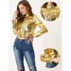 Allegra K Women's Metallic Stand Collar Zip Up Shiny Biker Holographic Cropped Jackets - 2 of 4