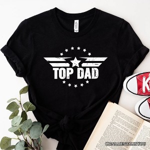 Top Dad Military Star T-Shirt, White and Black Patriotic Tee for Heroic and Proud Fathers| OrnamentallyYou - 1 of 4