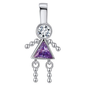 Baby Boy Birthstone Charm for Mom |Girl Birthday Kids for Family Tree Grandma Grandkids Necklace by Ginger Lyne CZ  Sterling Silver - 1 of 4