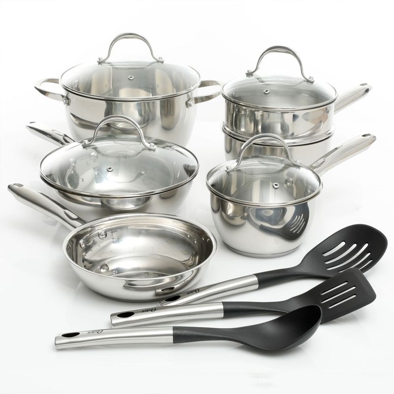 Oster Ridgewell 13 piece Stainless Steel  Belly Shape Cookware Set in Silver Mirror Polish with Hollow Handle, 5 of 15