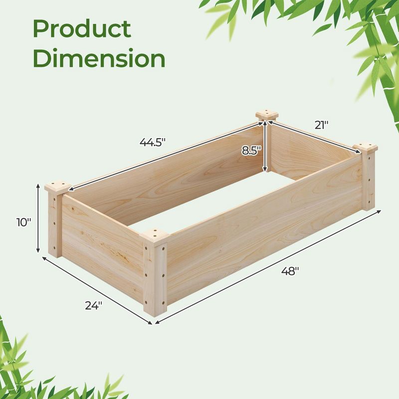 Costway Raised Garden Bed Fir Wood Wooden Square Wood Planter Box for Flower Outdoor, 3 of 11