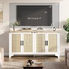 TV Stand for TVs Up to 70'', Natural Rattan Entertainment Center with Storage Cabinets, Boho Media Console Table for Living Room - 4 of 4
