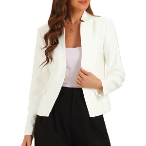 Allegra K Women's Stand Collar Long Sleeve Button Blazer - 1 of 4