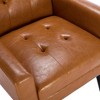 Okak Leather Accent Chair Button-Tufted Living Room Chair with Soft Upholstered Armchair with Black Wood Legs Ergonomics for Bedroom, Light Brown - 4 of 4