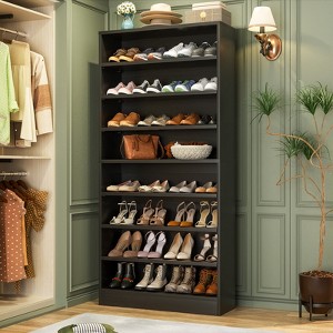 Aheaplus 9-Tier Wood Shoe Storage Cabinet (Holds 40-45 Pairs) - 1 of 4