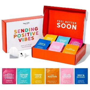 Thoughtfully Gourmet, Sending Positive Vibes Tea Gift Set, Tea Sampler Includes 6 Flavors with Uplifting Quotes, Great Get Well Gifts, Set of 90 - 1 of 4