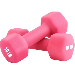 Neoprene Hex Dumbbell Set of 2, 1-15LB Anti-Slip & Anti-Roll Hand Weights, Free Weights for Home Gym Fitness - 1 of 4