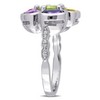 EVERLY JEWELRY | Silver Multiple Gemstone and Diamond Accent Floral Ring- Multiple Gemstone and Metal Color Options - 2 of 4