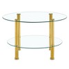 FURNIinspire Coffee Tables Minimalist 2 Layer Tempered Glass Coffee Table Stainless Steel Plated Legs for Living Room, Gold, 27.5"*27.5"*16.5" - 2 of 4