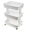 Racxily 3-Tier Plastic Multi-Purpose Rolling Laundry Cart, Rolling Storage Cart, Bathroom Organizer Laundry Utility Carts, White - 3 of 4