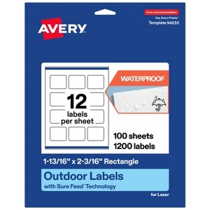 Avery Outdoor Waterproof Labels, 1-13/16" x 2-3/16" Rectangle - 1 of 4