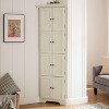 Sapphtopaz Modern Corner Bathroom 4-Tier Cabinet with 8 Doors Farmhouse Pantry Cabinet Bookshelf Cabinet with Shelves Storage for Living Room - 2 of 4