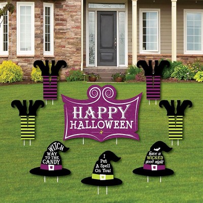 Big Dot of Happiness Happy Halloween - Yard Sign and Outdoor Lawn Decorations - Witch Party Yard Signs - Set of 8