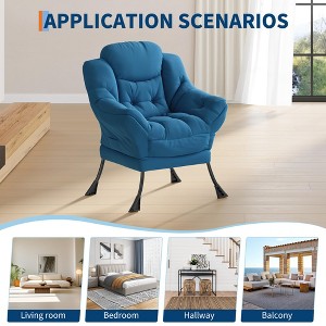 Comfy Modern Lazy Accent Chair with Side Pocket - Lounge Armchair for Living Room, Leisure Reading Sofa Chair for Bedroom, Dorm & Office - 1 of 4