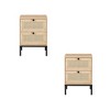 Dexmalle Set of 2 rectangle Rattan Bedside Table Nightstand - 2 of 4