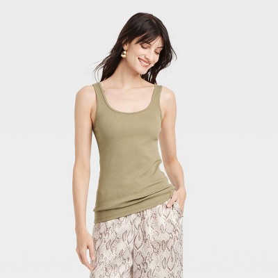 Women's Slim Fit Layered Tank Top - A New Day™ Brown M