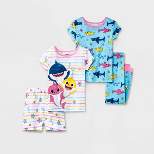 Toddler Girls' 4pc Baby Shark Snug Fit Pajama Set - White
