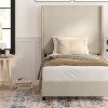 Taylor & Logan Twin 57" High Kellan Platform Bed Beige: Upholstered Wingback, Foam Padded - 3 of 4