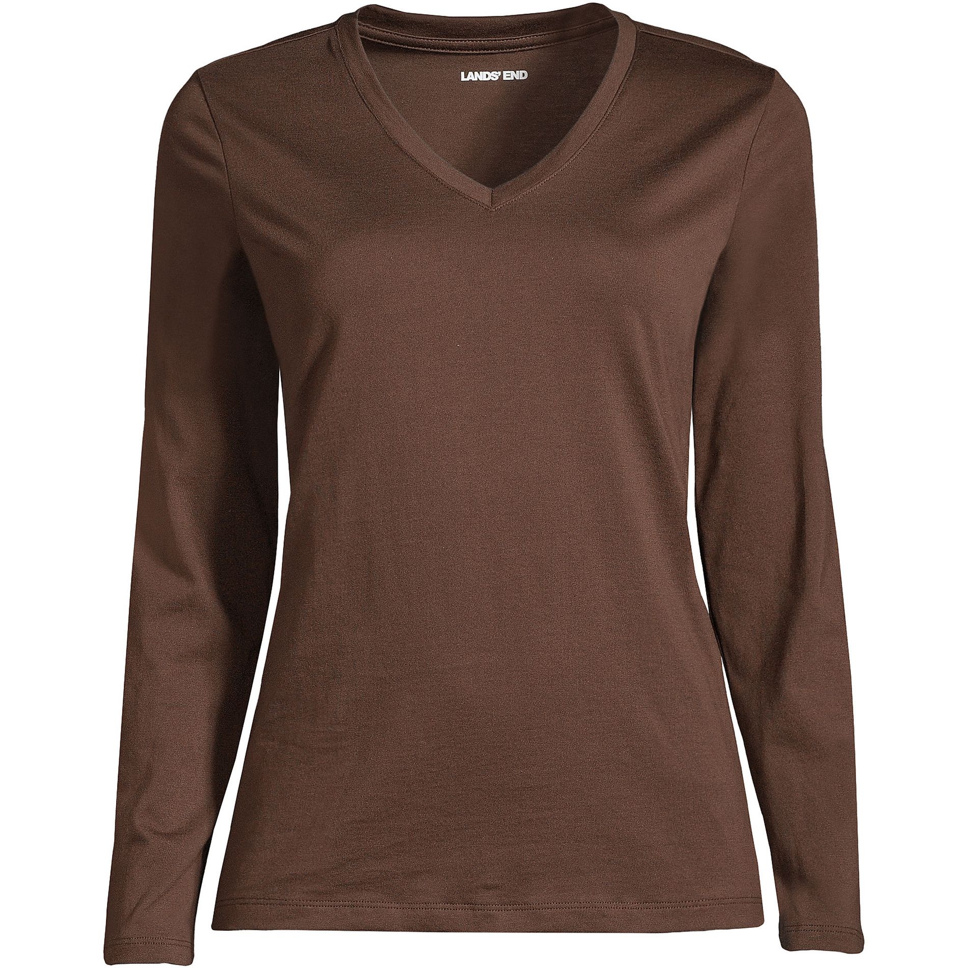 Lands' End Women's Relaxed Supima Cotton Long Sleeve V-Neck T-Shirt