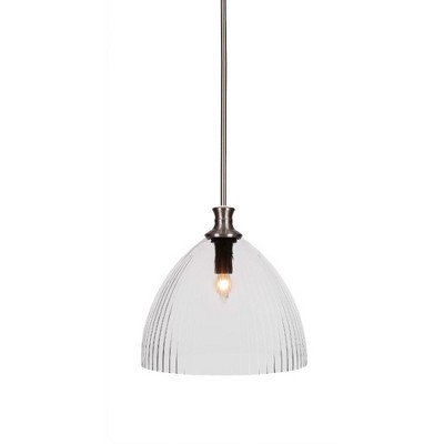 Toltec Lighting Carina 1 - Light Pendant in  Brushed Nickel with 14" Clear Ribbed Shade