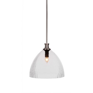 Toltec Lighting Carina 1 - Light Pendant in  Brushed Nickel with 14" Clear Ribbed Shade - 1 of 1