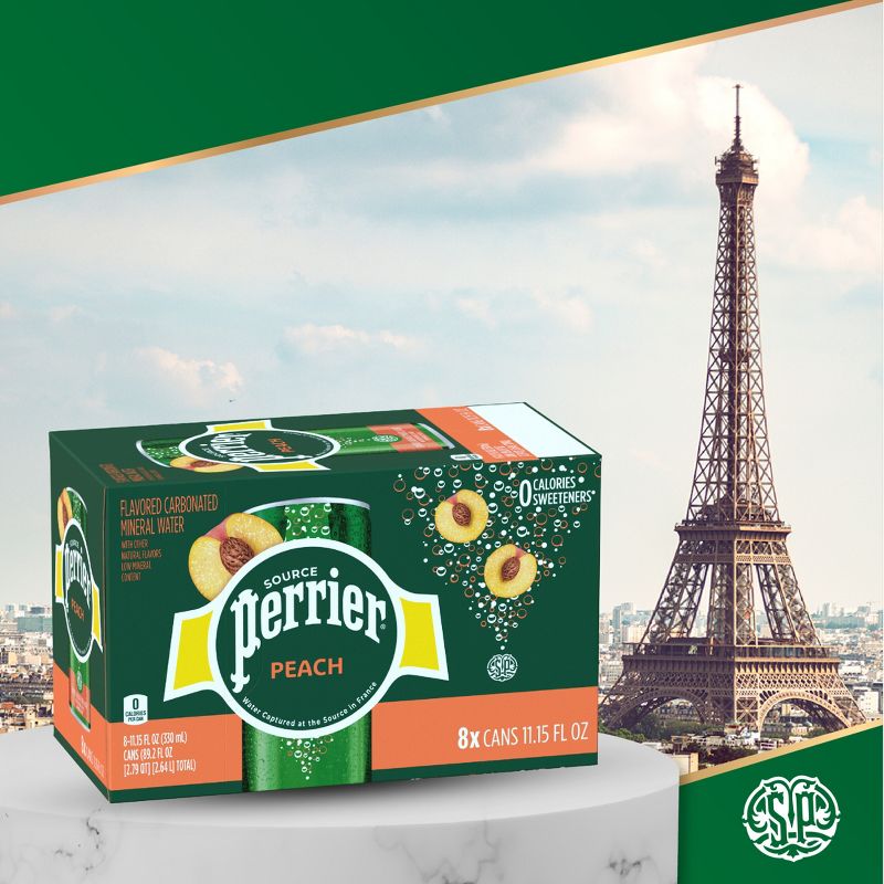 Perrier Peach Flavored Sparkling Water - 8pk/11.15 fl oz Cans, 5 of 12