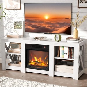 VINGLI Fireplace TV Stand for up to 70 inch TVs, Farmhouse Entertainment Center with Electric Fireplace Heater & Adjustable Shelves - 1 of 4
