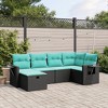 vidaXL 6 Piece Patio Sofa Set with Cushions Black Poly Rattan - Black without storage 6 Piece - 2 of 4