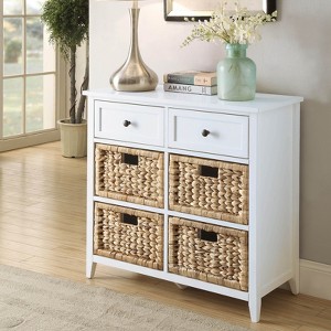 ORRD White 6-Drawer Console Cabinet, Storage Dresser with Basket-Weave Front & Sturdy Wood Frame for Bedroom, Entryway & Living Room - 1 of 4