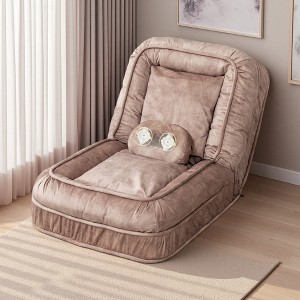 Velvet Upholstered Adjustable Floor Dog Bed with Massage Pillow and Soft Cushions - 1 of 4