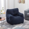 Angel Sar Soft Tufted Bean Bag Chairs, Medium Teddy Fabric Bean Bags with Arms, Dark Blue - 3 of 4
